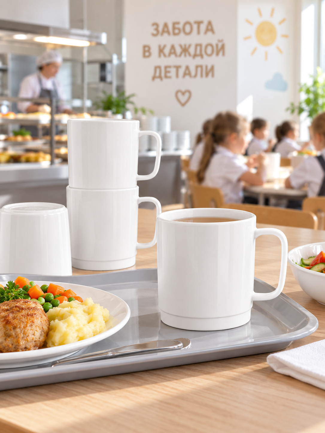 Кружка штабелируемая 250/300 мл, поликарбонат, белый,  ТМ "НЕСТЕКЛО"